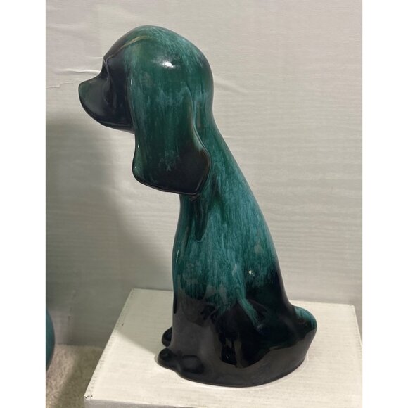 Vintage Blue Mountain Pottery Tall Dog Figurine Green Drip Glaze MCM Canada BMP - Picture 4 of 10